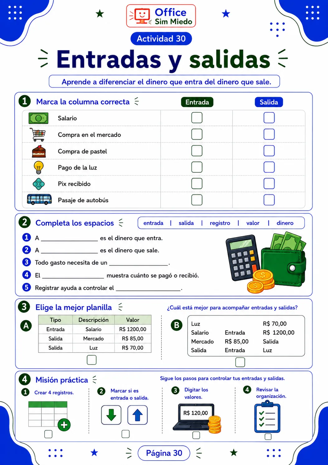 Excel Sin Miedo — Entradas y salidas